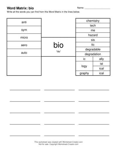 Bio Word Matrix