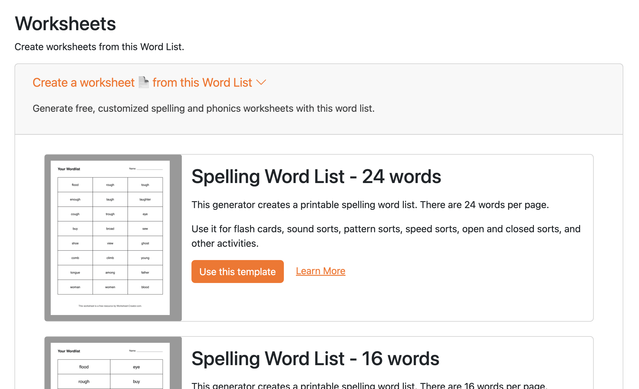 Spelling Test Buddy integrates seamlessly with Worksheet Creator