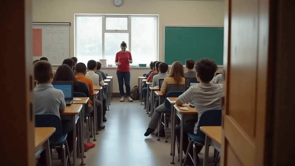 Students distracted by laptops in classroom