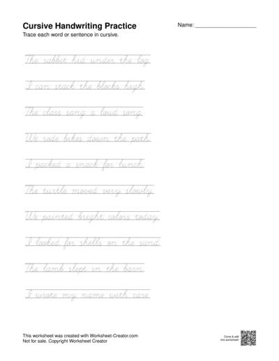 Cursive Handwriting Practice