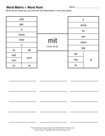 Word Matrix with Word Hunt