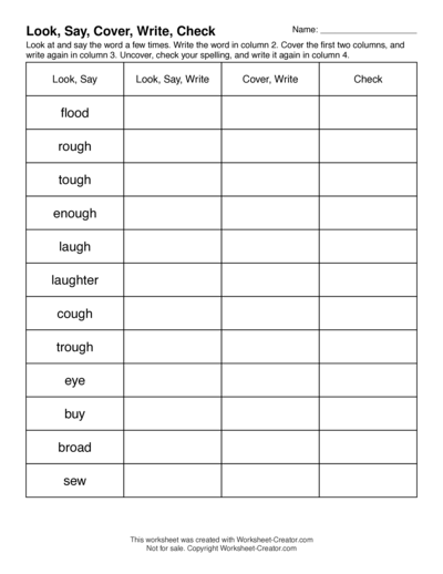 Look, Say, Cover, Write, Check - Default
