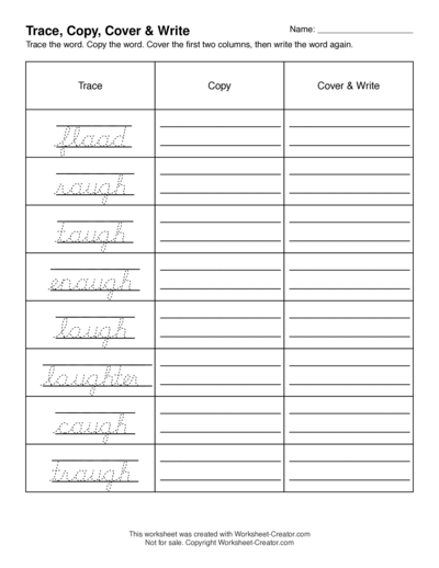 Trace, Copy, Cover & Write - Lined with cursive trace lines